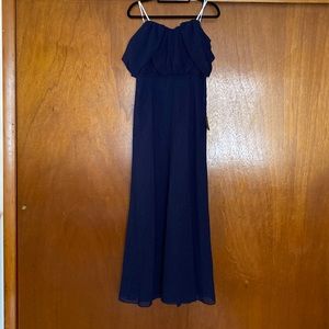 Enduring Love Navy Blue Off-the-Shoulder Maxi Dress